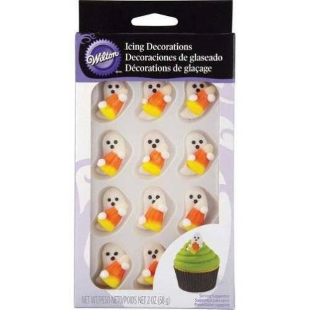 Ghosts Candycorn Icing Decoration 12 Pc Baking Wilton Halloween